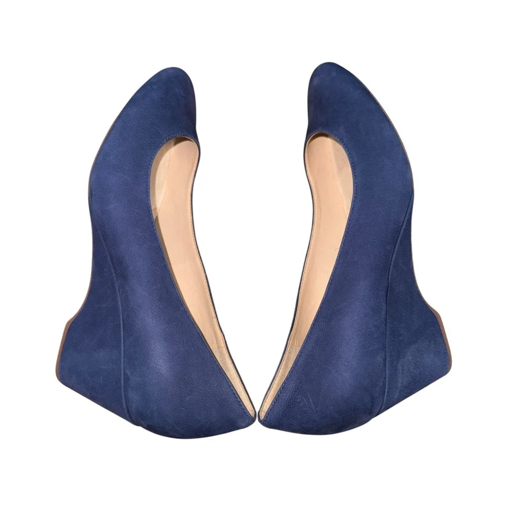 Cole Haan Tali Grand Waterproof Wedge Pump Womens 6.5B Pre-Owned Heel Blue Suede